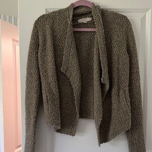 LOFT Taupe Textured Open Cardigan